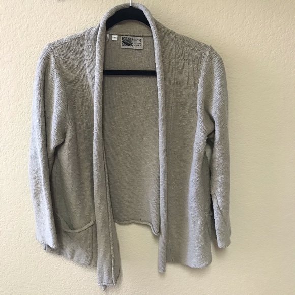 HABITAT CLOTHES TO LIVE IN 100% Tan Cotton Knit Open Front Cardigan Sweater * S - Picture 4 of 12